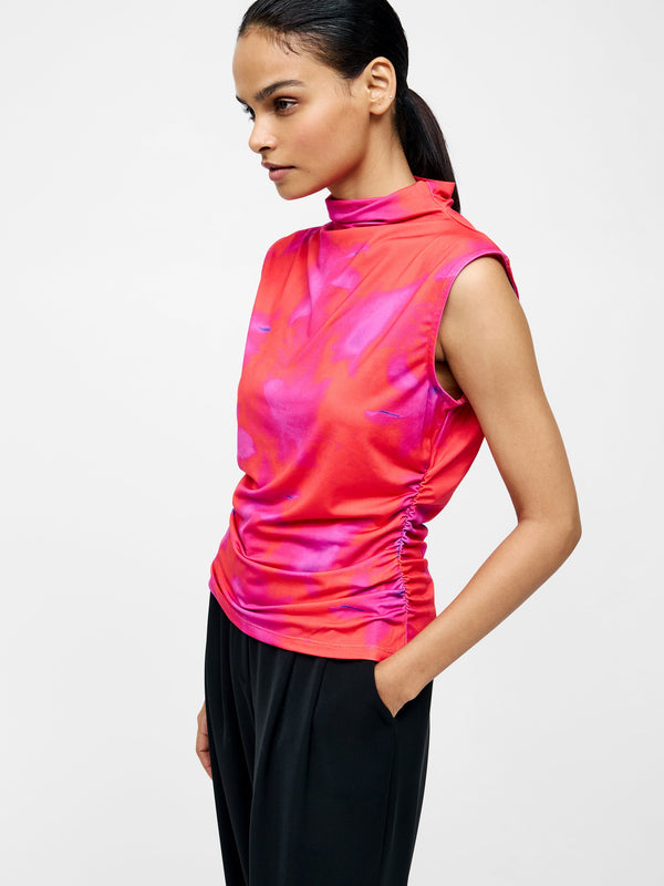 Fcuk Christy Ruched Sleeveless Top Raspberry Sorbet