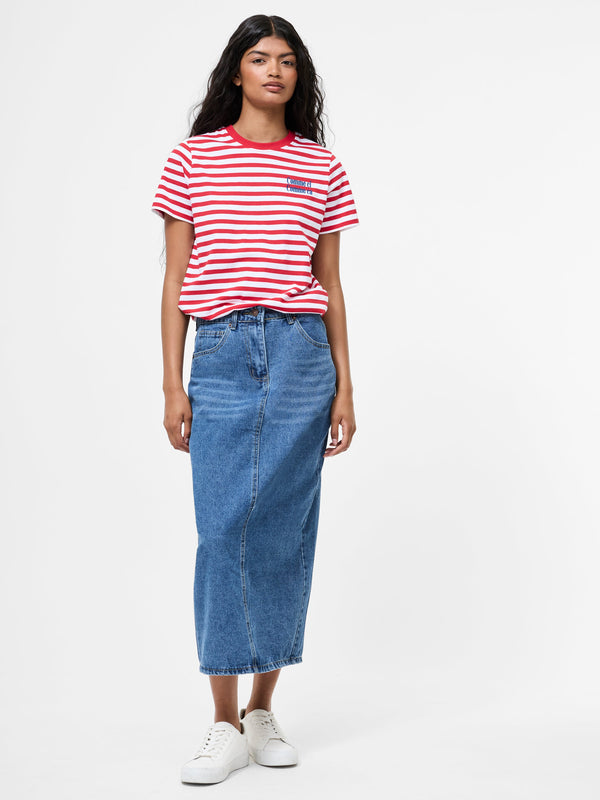 Fcuk Comme Ci Comme Ca Striped T-Shirt Wht/Poppy/Royal Blue