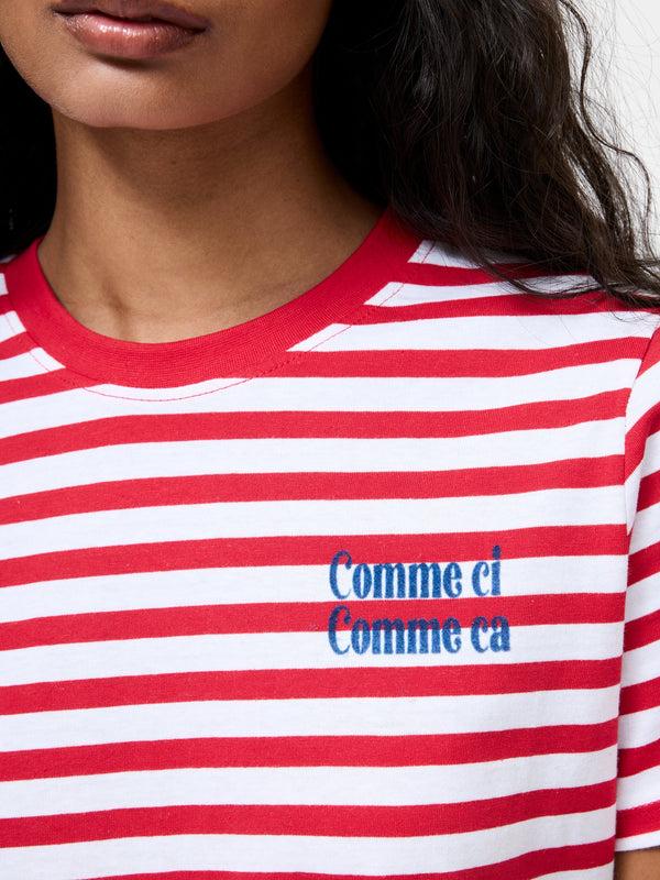Fcuk Comme Ci Comme Ca Striped T-Shirt Wht/Poppy/Royal Blue