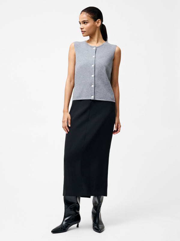 Fcuk Cosysoft Button Down Sweater Vest Mid Grey Mel