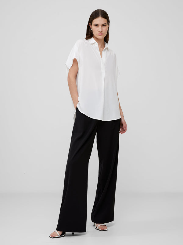 Fcuk Crepe Light Recycled Popover Shirt Winter White