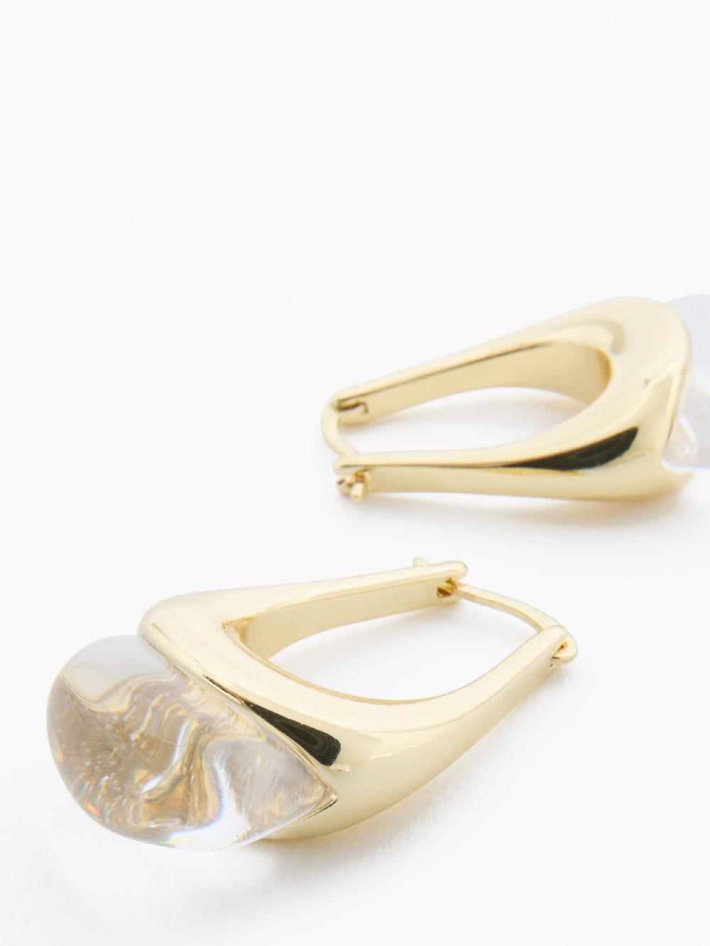 Fcuk Crystal Droplet Hoop Earrings Crystal Clear/Gold