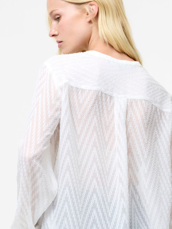 Fcuk Dayton Fil De Coupe Long Sleeve Shirt Summer White