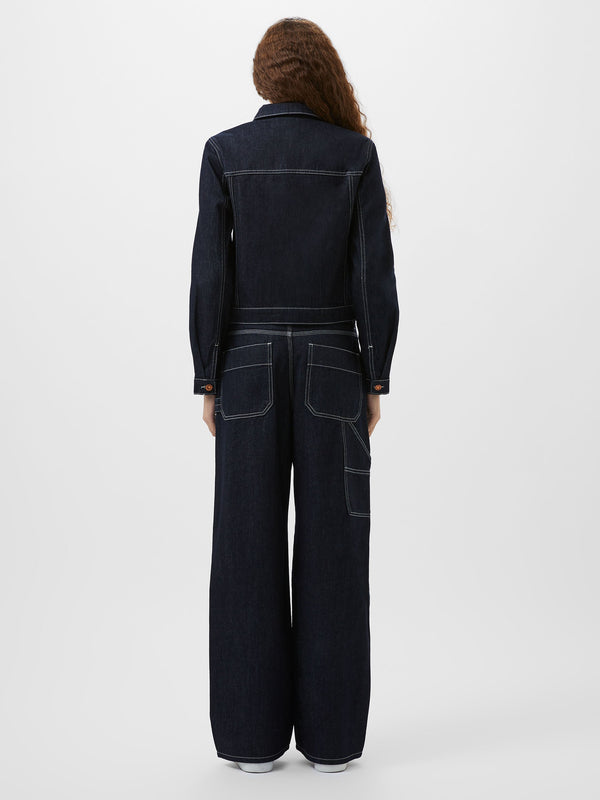 Fcuk Denver Denim Contrasting Stitch Jacket Clean Indigo Denim