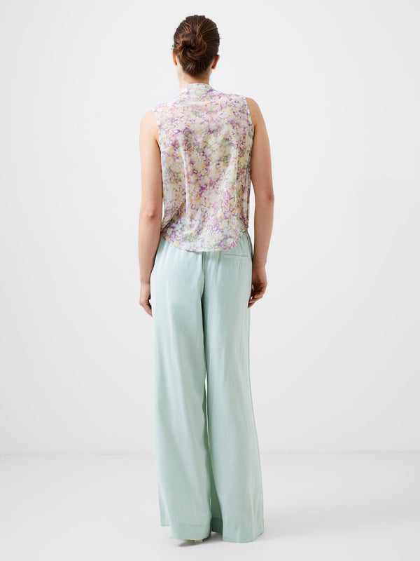 Fcuk Donna Recycled Georgette Ruffle Top Strawberry Shake