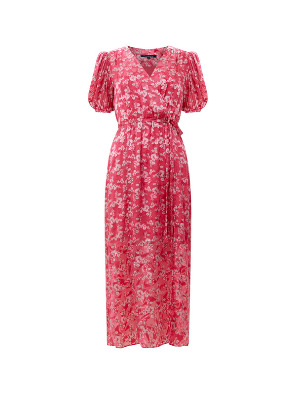 Fcuk Elianna Devore Midi Dress Raspberry Sorbet/Aza