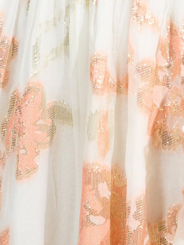 Fcuk Elko Jacquard Fluted Midi Dress Ballet Pink Multi