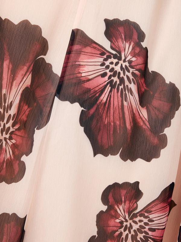 Fcuk Elyse Hallie Crinkle V Neck Maxi Dress Blush Pink Floral