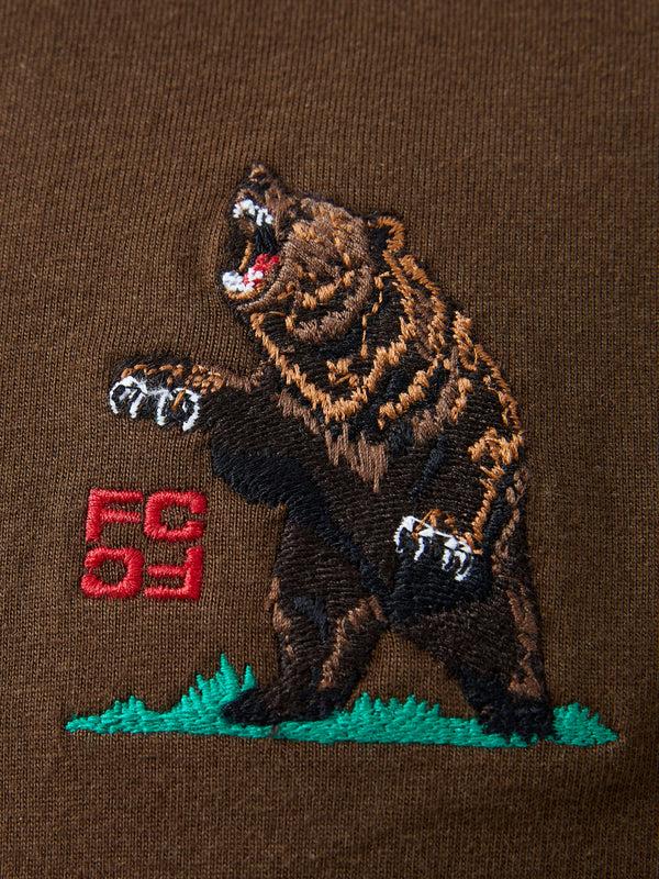 Fcuk Embroidered Bear Organic Graphic T-Shirt Truffle Brown