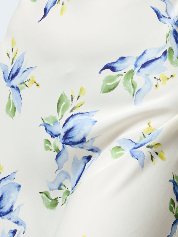 Fcuk Ennis Vivian Eco Satin Midaxi Dress Pale Iris Multi