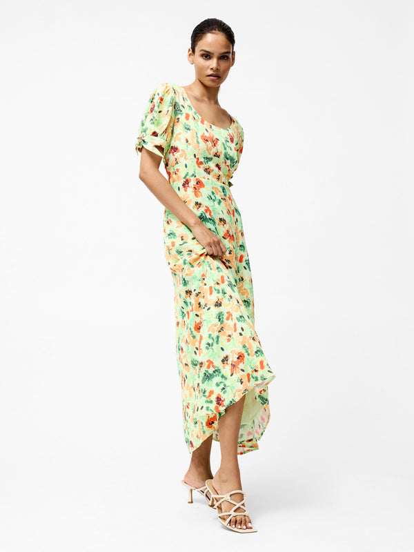 Fcuk Eve Crepe Scoop Neck Midi Dress Apple Green Multi