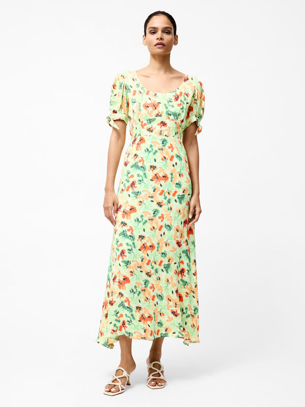 fcuk Eve Crepe Scoop Neck Midi Dress Apple Green Multi