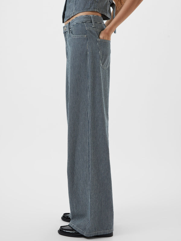 Fcuk Everett Stripe Denim Wide Fit Jeans Indigo/White Denim