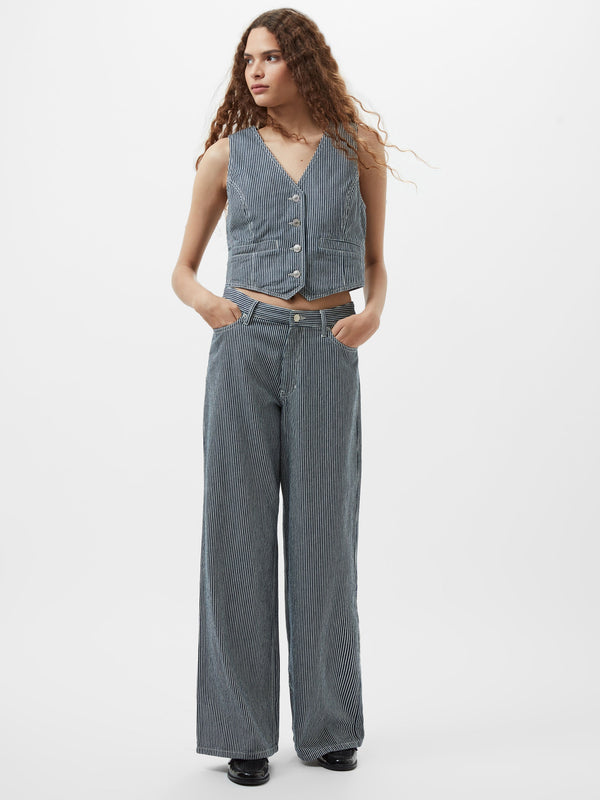 Fcuk Everett Stripe Denim Wide Fit Jeans Indigo/White Denim