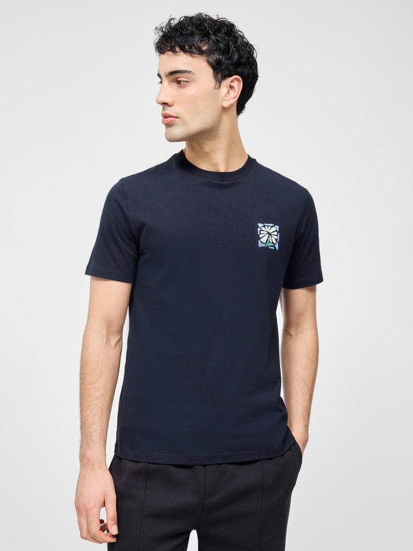 fcuk Abstract Flower Organic Graphic T-Shirt Black