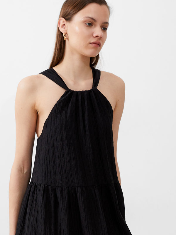 Fcuk Aleska Textured Midaxi Dress Black