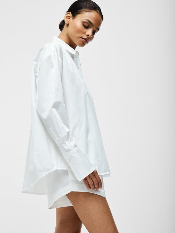 Fcuk Alexis Cotton Oversized Shirt Summer White