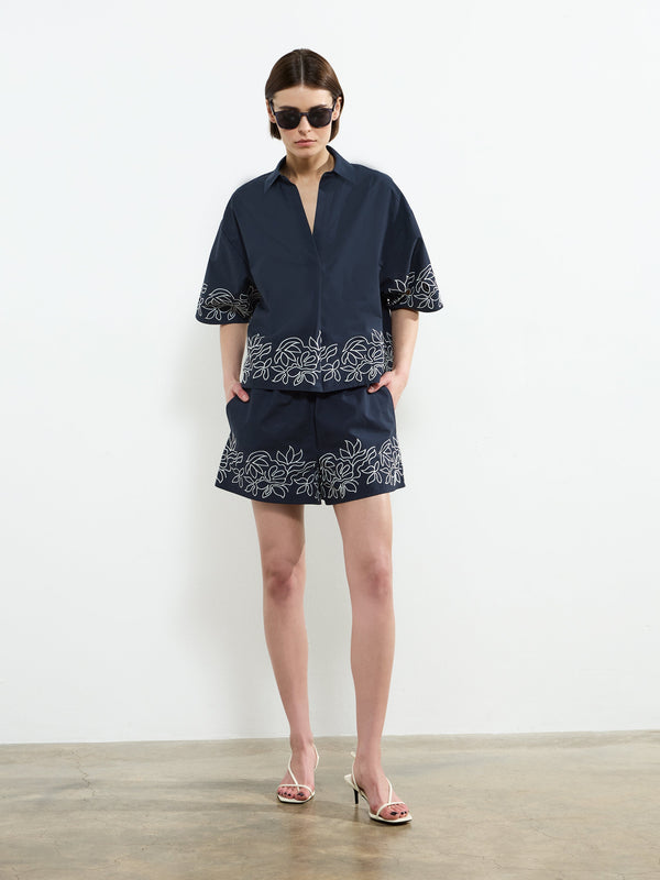 fcuk Alissa Cotton Shorts Navy/White