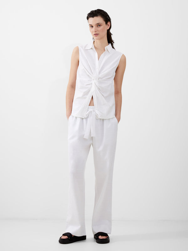 Fcuk Aofie Linen Twist Front Shirt Summer White