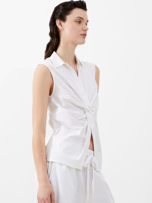 Fcuk Aofie Linen Twist Front Shirt Summer White