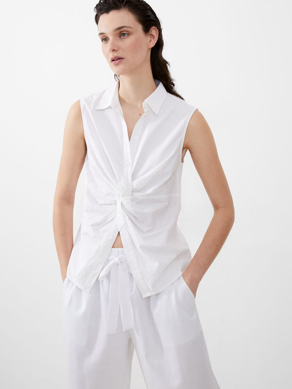 fcuk Aofie Linen Twist Front Shirt Summer White