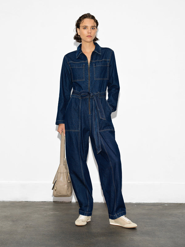 fcuk Archie Denim Boiler Suit Dark Indigo