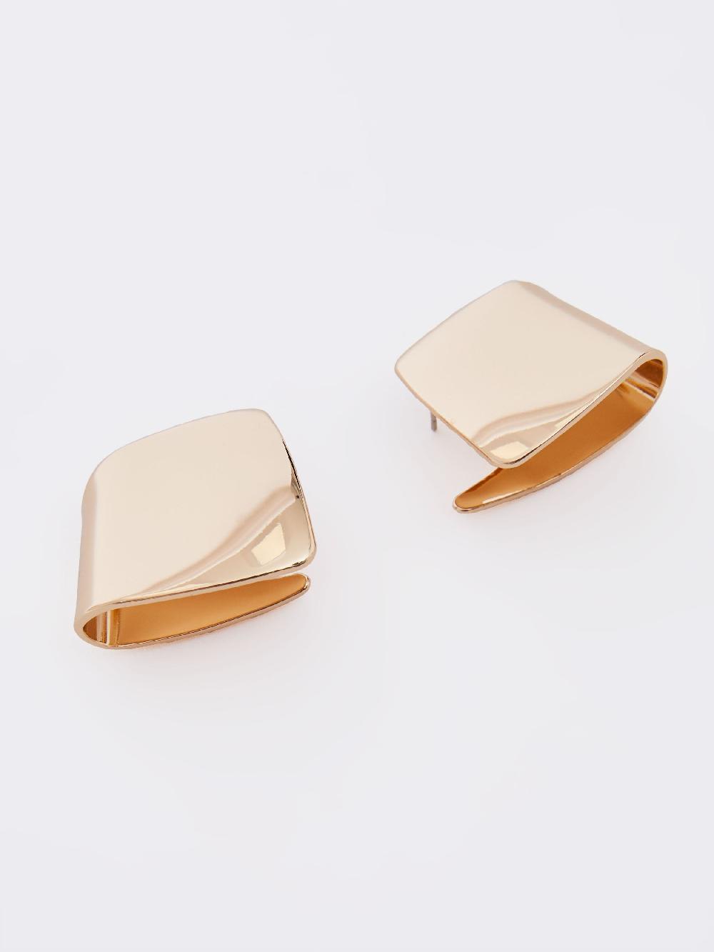 Fcuk Architectural Square Stud Earrings Gold