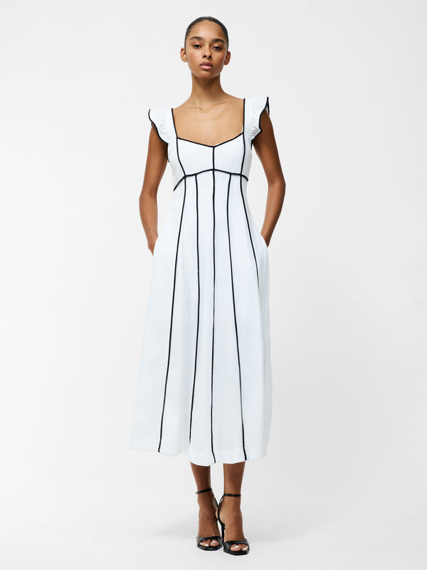 fcuk Ariette Linen Flared Dress Linen White/Black