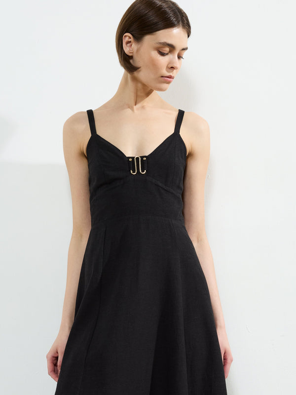 Fcuk Ariette Strappy Midi Dress Black