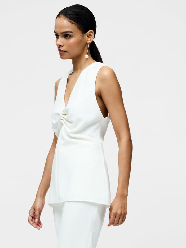 Fcuk Arlette Sleeveless V Neck Top Summer White