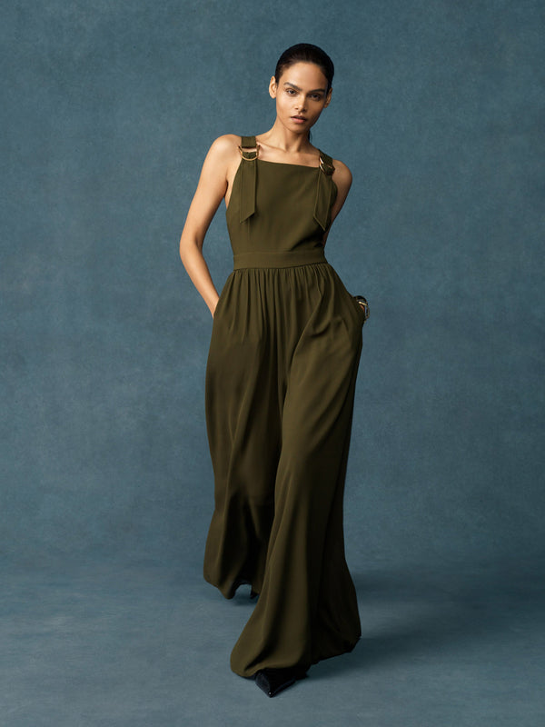 fcuk Azra Eden Mix Wide Leg Jumpsuit Khaki