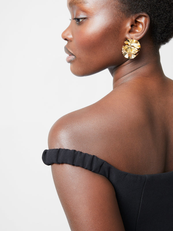 Fcuk Azra Twill Sweetheart Bardot Mini Dress Black