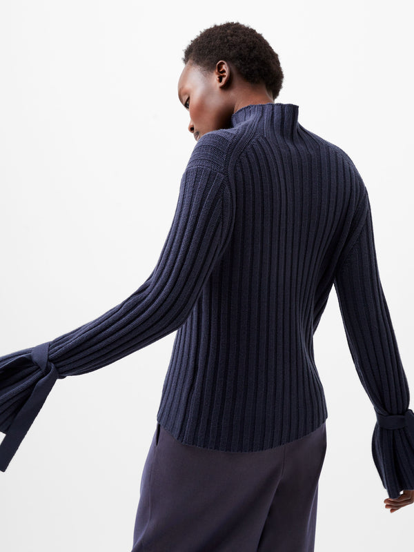 Fcuk Babysoft Tie Sleeve Jumper Marine