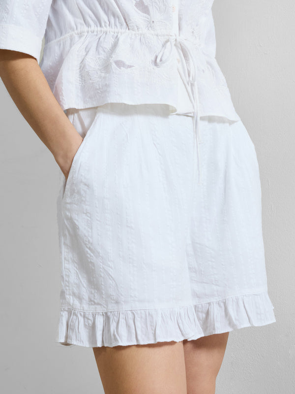 Fcuk Barnet Cotton Striped Shorts Linen White