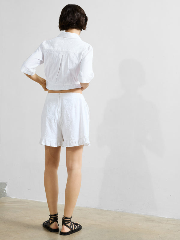 Fcuk Barnet Cotton Striped Shorts Linen White