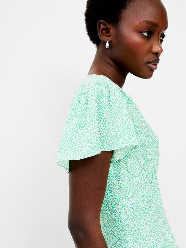 Fcuk Bernice V-Neck Tea Dress Minted Green