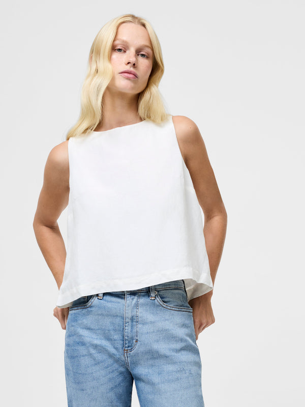 Fcuk Birdie Linen Tie Back Swing Top Summer White