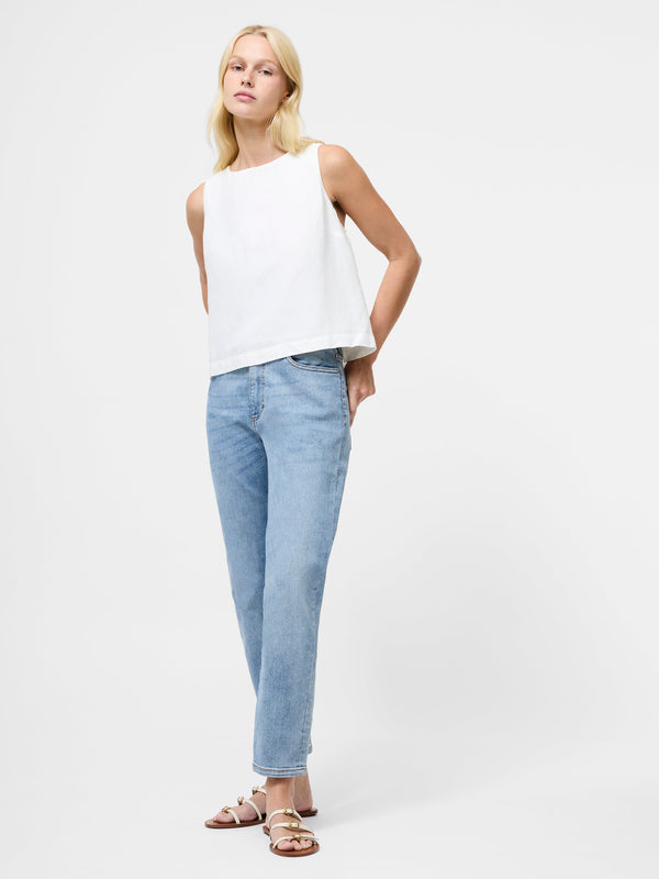 Fcuk Birdie Linen Tie Back Swing Top Summer White