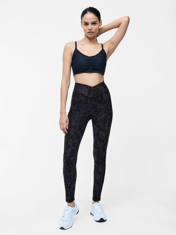 Fcuk Black Yoga Ruched Sports Bra Black