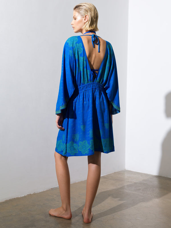 Fcuk Blue Mosaic Kimono Blue