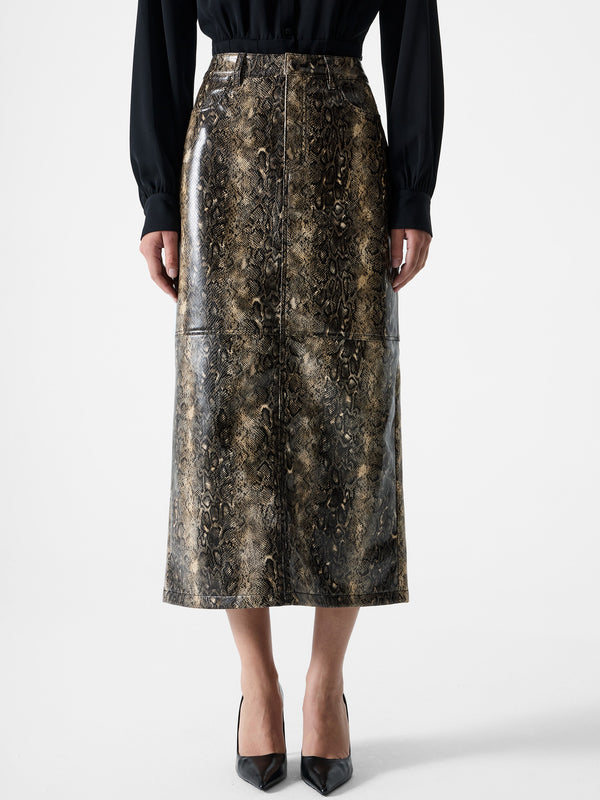 Fcuk Brandy Snakeskin PU Midi Skirt Snake Pu
