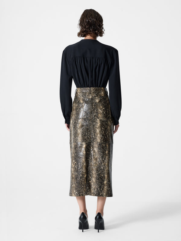Fcuk Brandy Snakeskin PU Midi Skirt Snake Pu