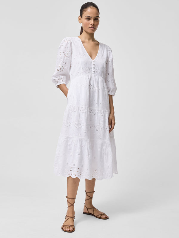 fcuk Broderie Anglaise Tiered Dress White