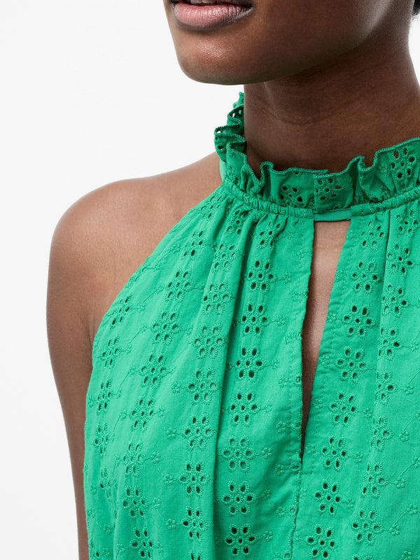 Fcuk Broderie Halterneck Midi Dress Jelly Bean