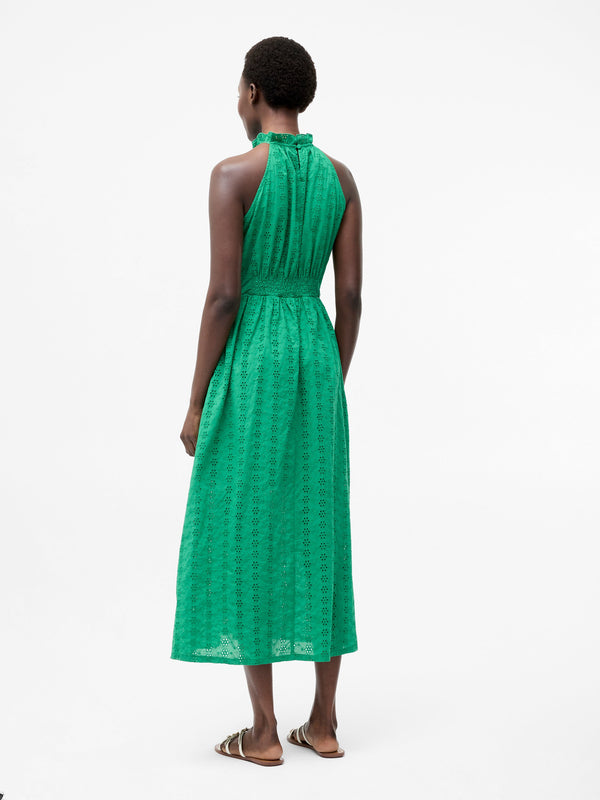 Fcuk Broderie Halterneck Midi Dress Jelly Bean
