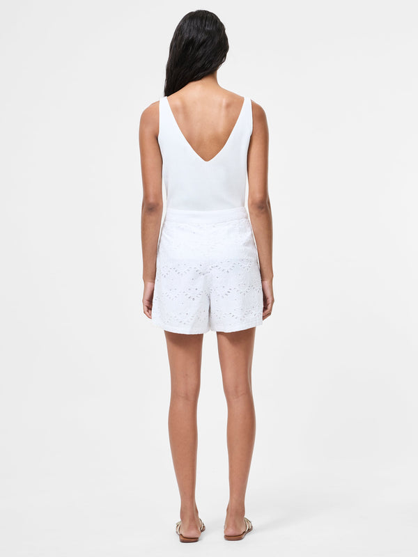 Fcuk Broderie Shorts Linen White
