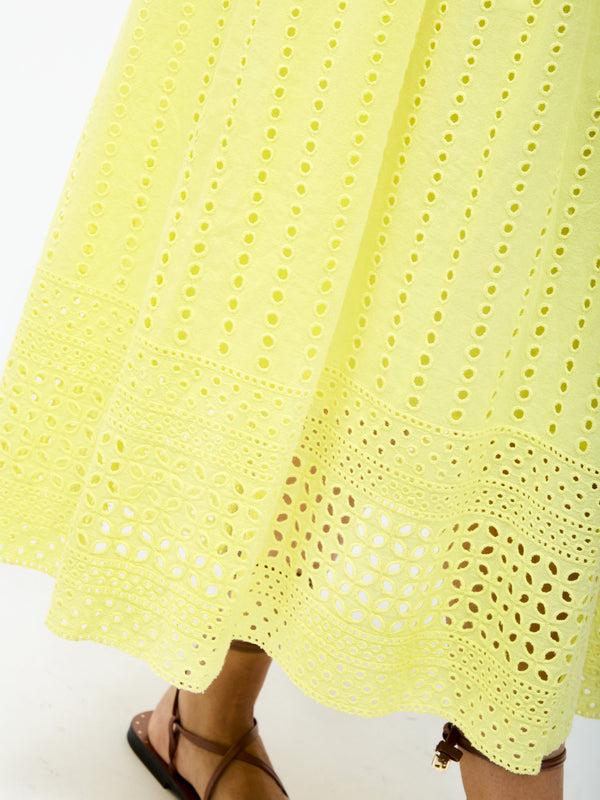 Fcuk Broderie Strap Dress Lemon Gelato