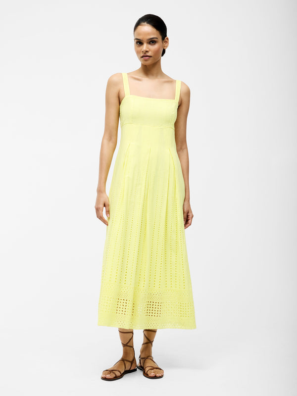 fcuk Broderie Strap Dress Lemon Gelato