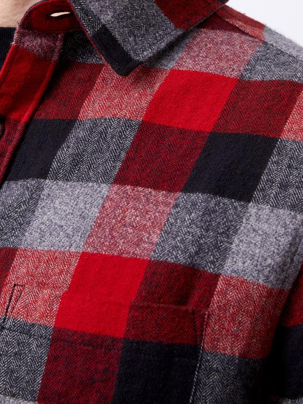 Fcuk Brushed Flannel Check Shirt Burgundy Red