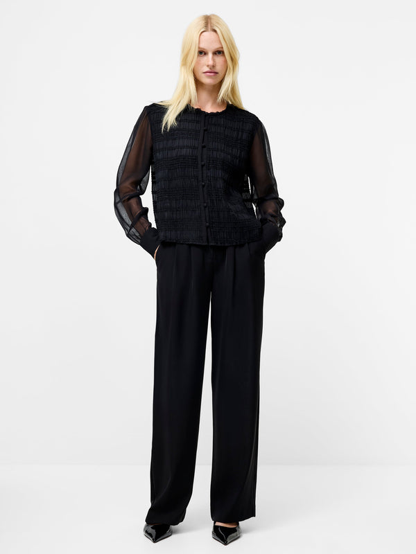 Fcuk Canary Pleated Long Sleeve Shirt Black